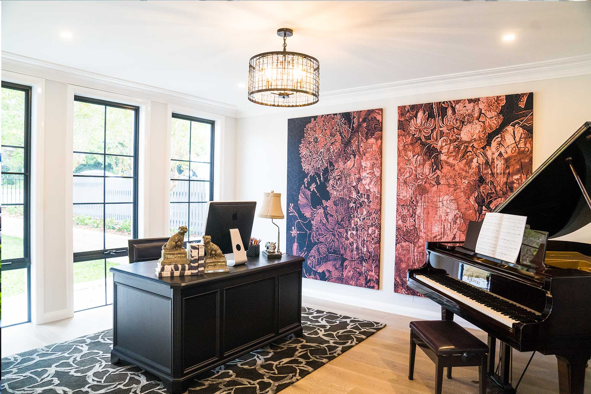 office with grand piano